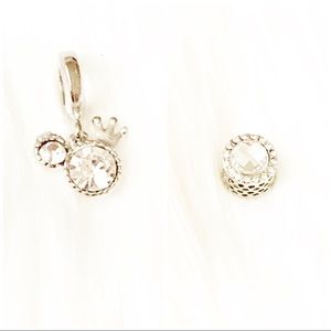 Mickey Mouse White Gemstone And White Gemstone Spacer Bead